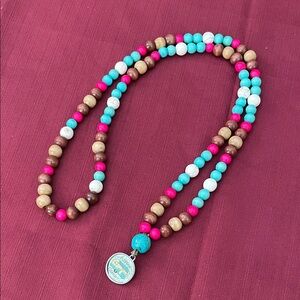 Hand assembled beaded necklace happy camper
